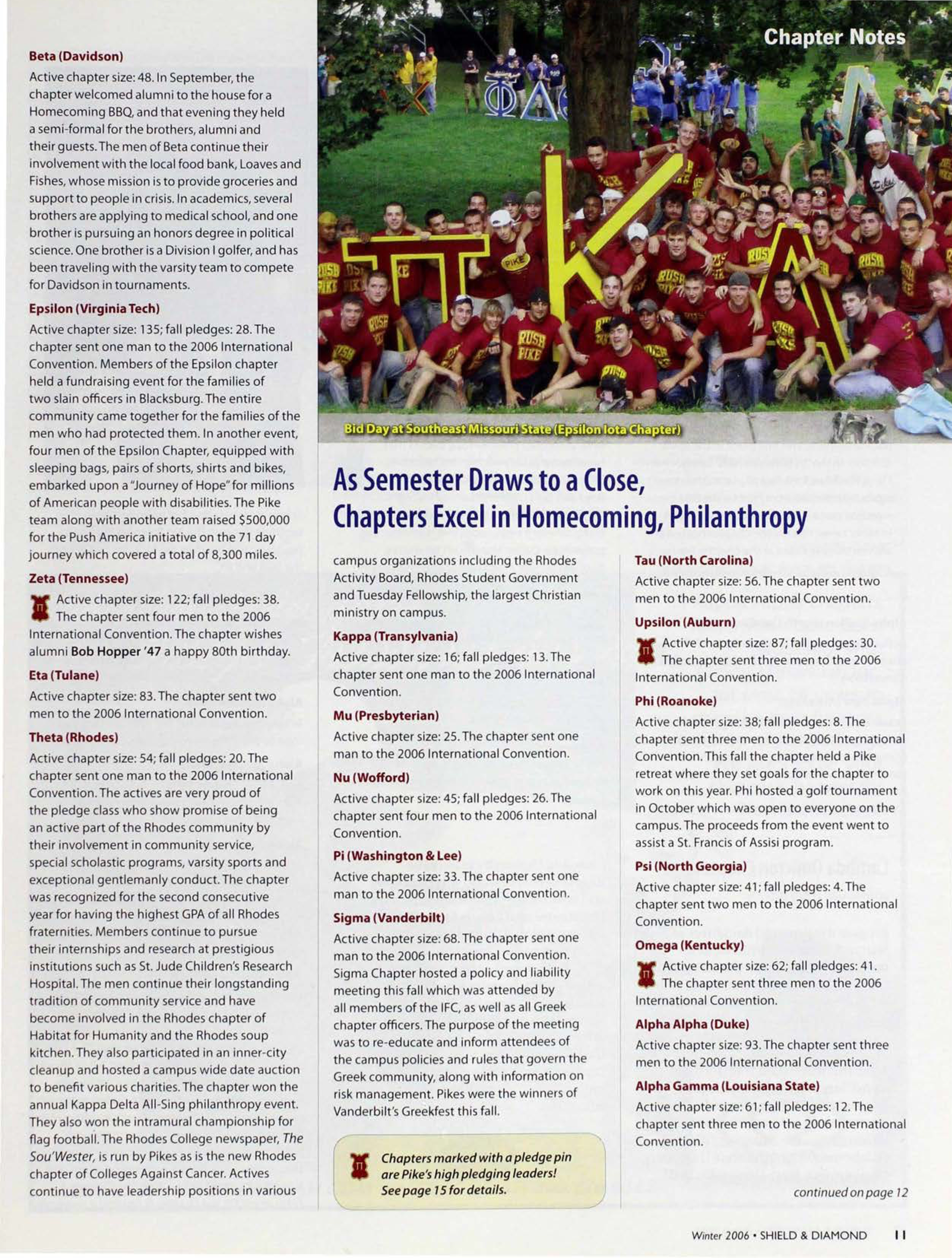 Chapter Notes, Winter 2006